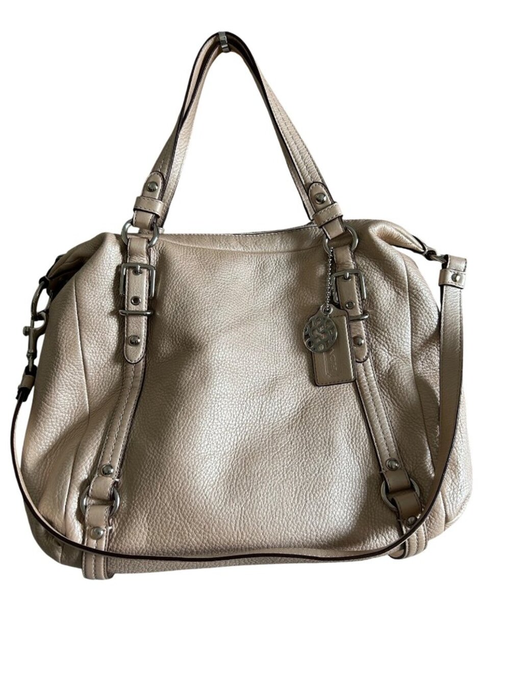 Y2K Coach Women's Pebbled Leather Satchel Handbag With Adjustable Strap